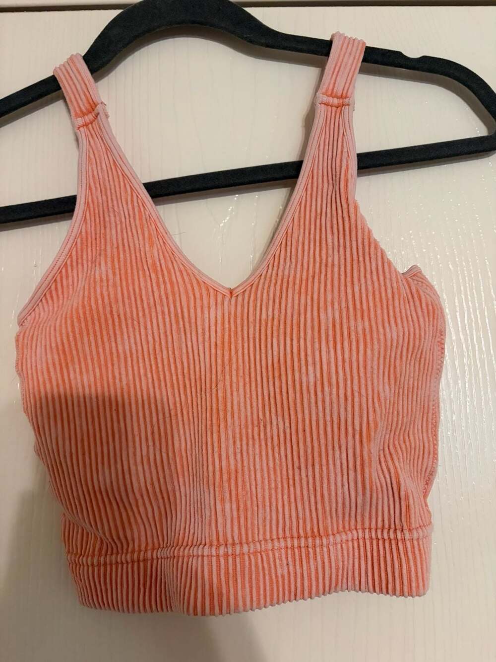 Zenana Washed Ribbed Cropped V-Neck Tank Top Coral